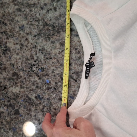 "MECLOTH" SZ. M, Ladies white, rainbow sleeves, 100%polyester, like new conditio - Picture 9 of 14